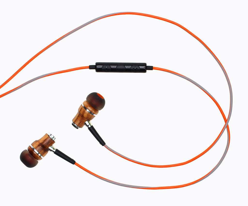NRG 3.0 In-Ear Wood Headphones - Orange and Gray