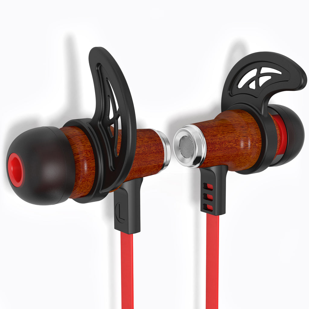 NRG Bluetooth Wireless In-ear Wood Headphones - Red