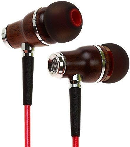 Symphonized NRG 2.0 Wood Earbuds Wired, in Ear Headphones with Microphone for Computer & Laptop, Noise Isolating Earphones for Cell Phone, Ear Buds with Booming Bass