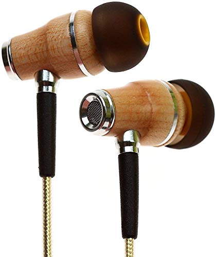 Symphonized NRG 2.0 Wood Earbuds Wired, in Ear Headphones with Microphone for Computer & Laptop, Noise Isolating Earphones for Cell Phone, Ear Buds with Booming Bass