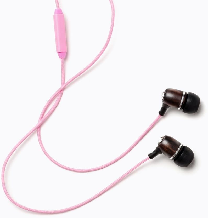 Symphonized Bling Premium Genuine Wood in-Ear Noise-isolating Headphones with Mic and Nylon Cable