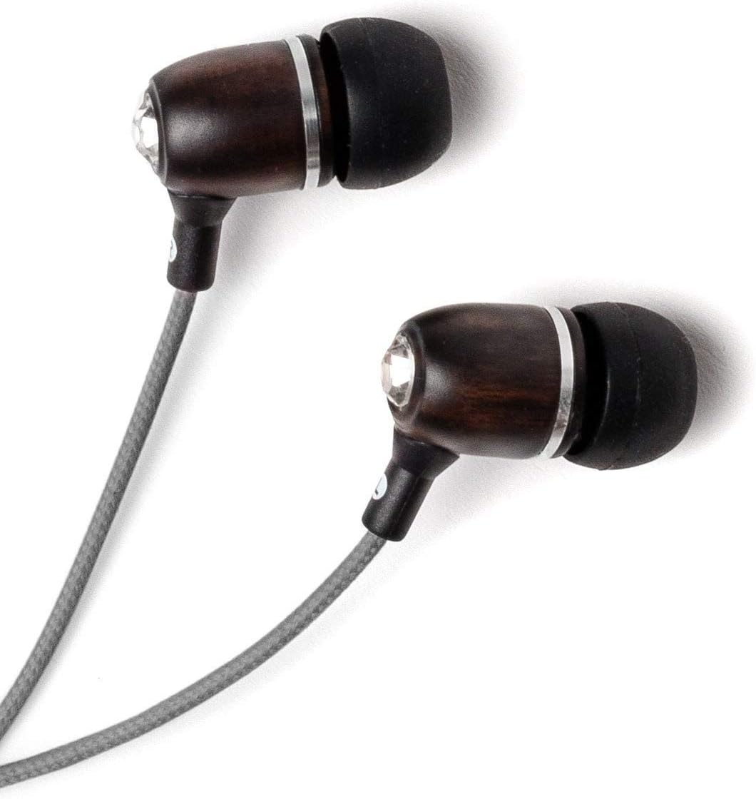 Symphonized Bling Premium Genuine Wood in-Ear Noise-isolating Headphones with Mic and Nylon Cable