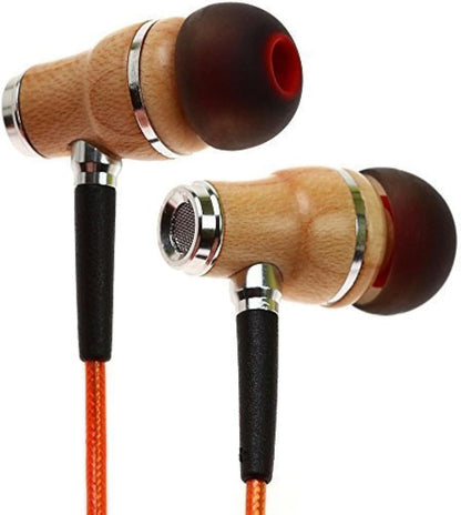 Symphonized NRG 2.0 Wood Earbuds Wired, in Ear Headphones with Microphone for Computer & Laptop, Noise Isolating Earphones for Cell Phone, Ear Buds with Booming Bass