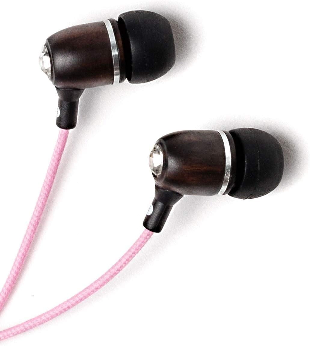 Symphonized Bling Premium Genuine Wood in-Ear Noise-isolating Headphones with Mic and Nylon Cable