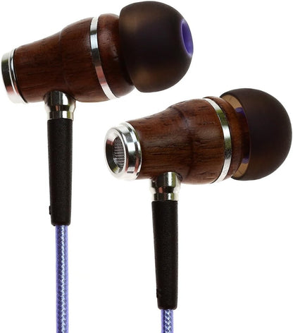 Symphonized NRG 2.0 Wood Earbuds Wired, in Ear Headphones with Microphone for Computer & Laptop, Noise Isolating Earphones for Cell Phone, Ear Buds with Booming Bass