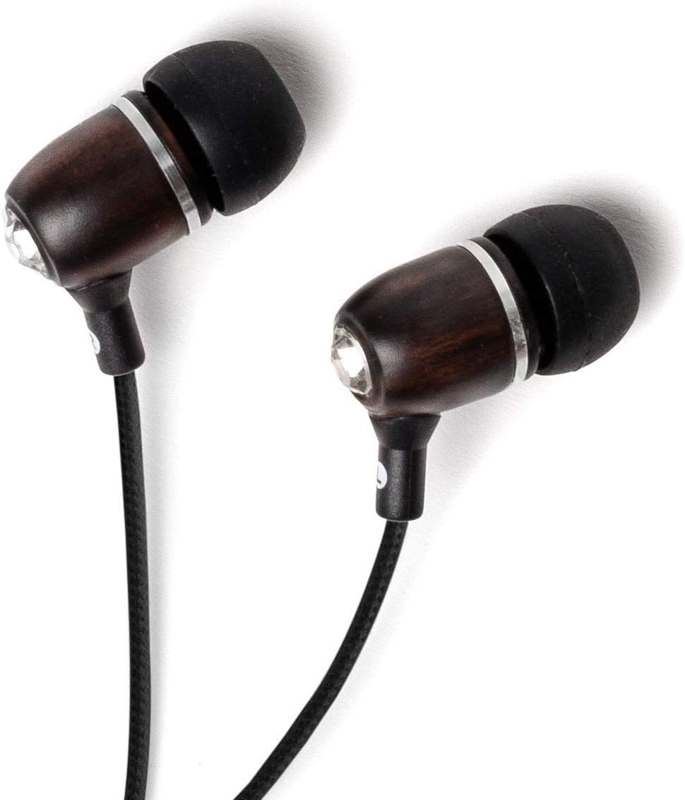 Symphonized Bling Premium Genuine Wood in-Ear Noise-isolating Headphones with Mic and Nylon Cable