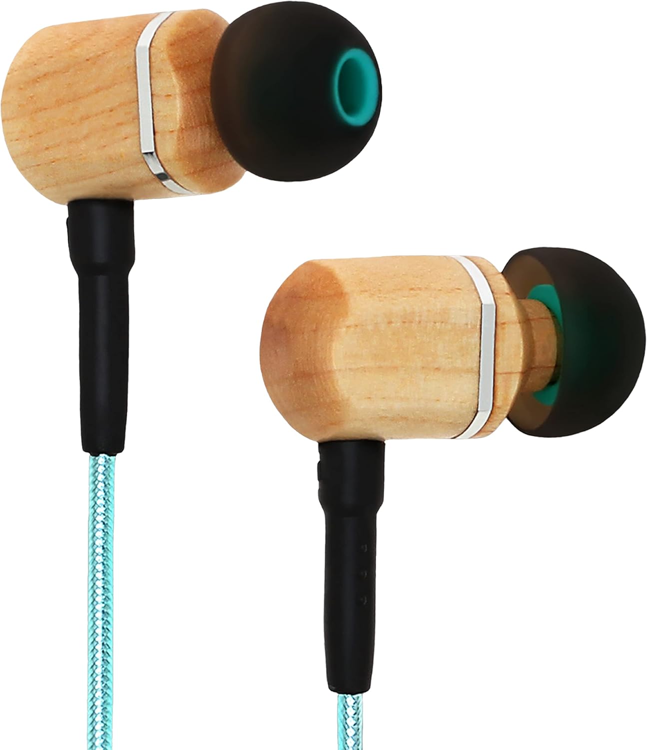 Symphonized MTRX 2.0 Premium Wired Earbuds - Wood in-Ear Headphones with Microphone & Volume Control, Noise Isolation - Corded Ear Buds for Android - Earphones for Computer & Laptop