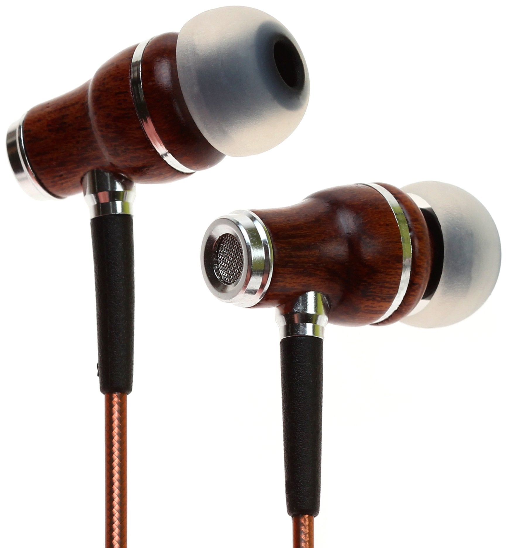 Symphonized NRG 2.0 Wood Earbuds Wired, in Ear Headphones with Microphone for Computer & Laptop, Noise Isolating Earphones for Cell Phone, Ear Buds with Booming Bass