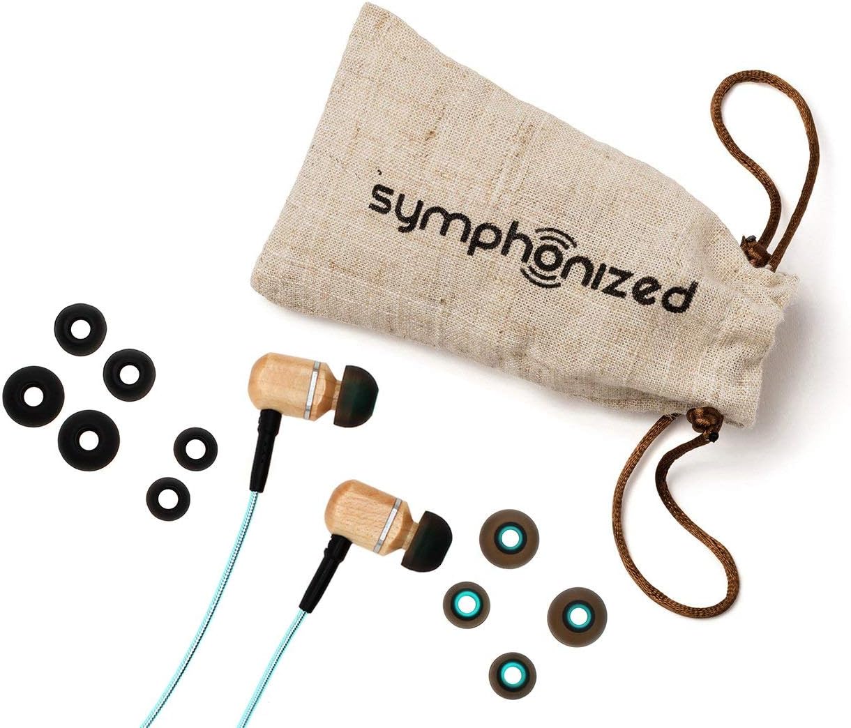 Symphonized MTRX 2.0 Premium Wired Earbuds - Wood in-Ear Headphones with Microphone & Volume Control, Noise Isolation - Corded Ear Buds for Android - Earphones for Computer & Laptop