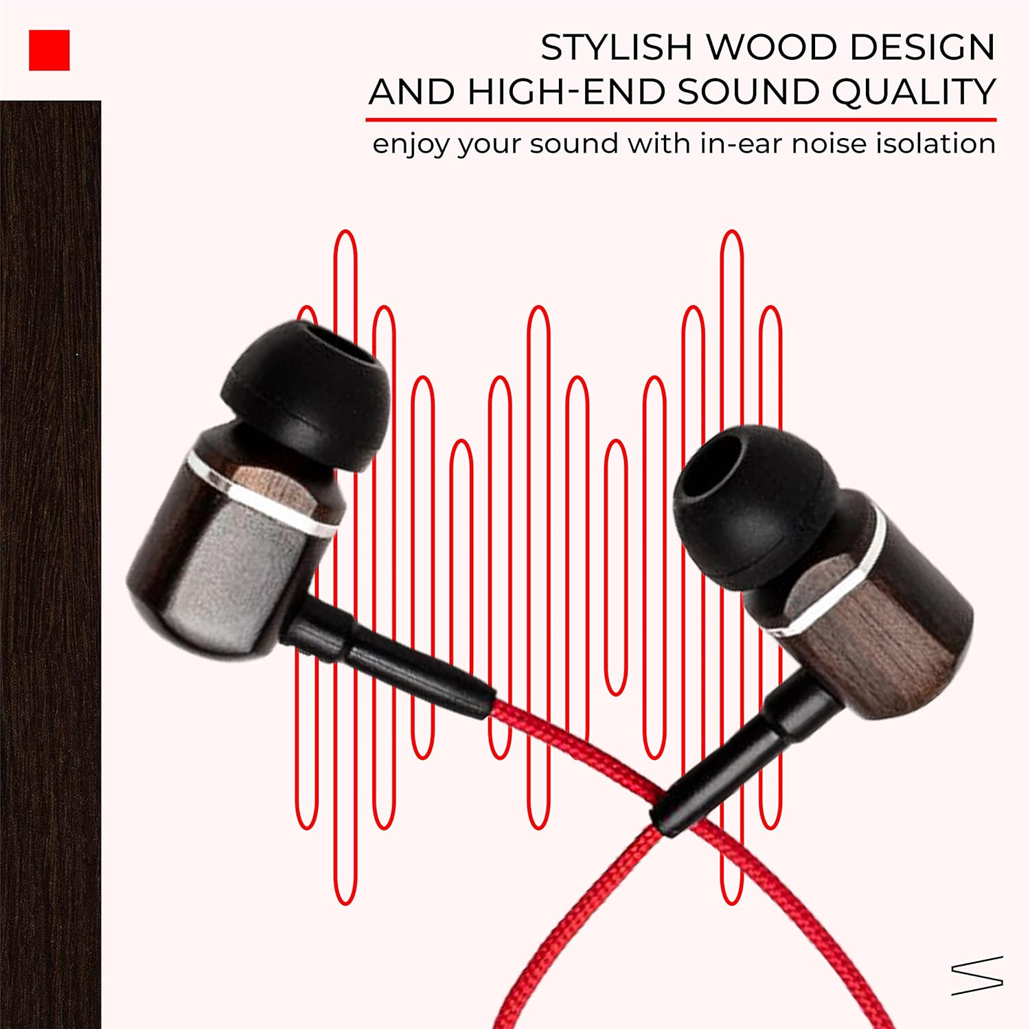 Symphonized MTRX Premium Genuine Wood in-Ear Noise-isolating Headphones with Mic and Nylon Cable