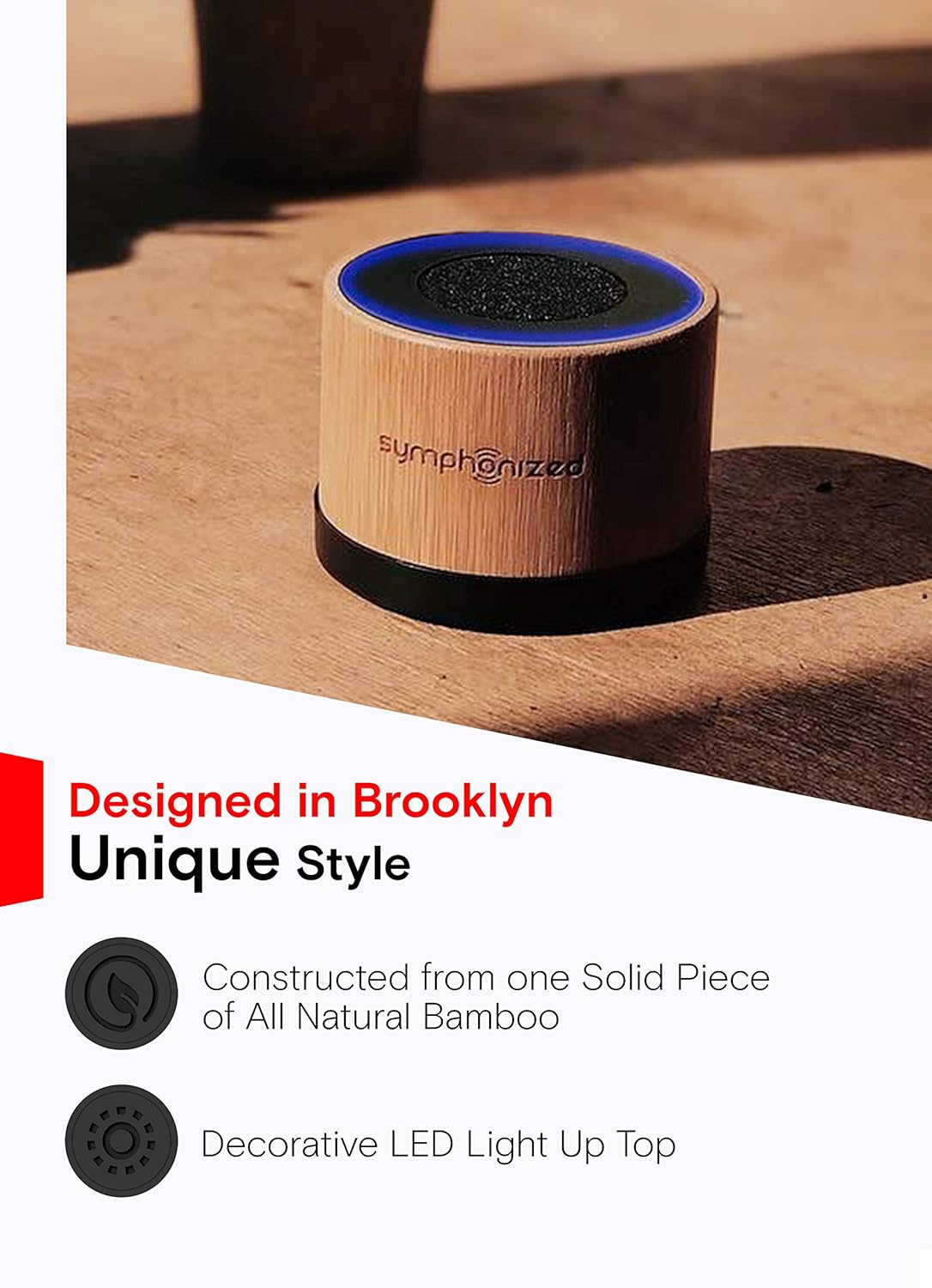 Symphonized NXT Premium Genuine One Piece Solid Hand Carved Bamboo Wood Bluetooth Portable Speaker. Compatible with All Bluetooth iOS Devices, All Android Devices and Mp3 Players