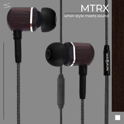 Symphonized MTRX Premium Genuine Wood in-Ear Noise-isolating Headphones with Mic and Nylon Cable