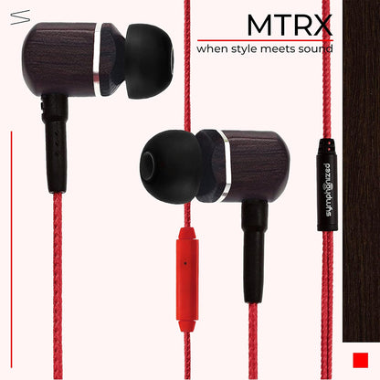 Symphonized MTRX Premium Genuine Wood in-Ear Noise-isolating Headphones with Mic and Nylon Cable