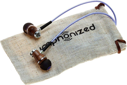 Symphonized NRG 2.0 Wood Earbuds Wired, in Ear Headphones with Microphone for Computer & Laptop, Noise Isolating Earphones for Cell Phone, Ear Buds with Booming Bass