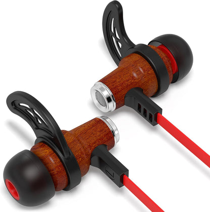 Symphonized NRG Bluetooth Wireless Wood in-Ear Noise-isolating Headphones, Earbuds, Earphones with Mic & Volume Control