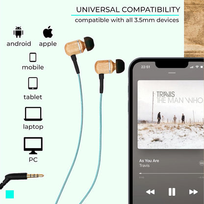 Symphonized MTRX 2.0 Premium Wired Earbuds - Wood in-Ear Headphones with Microphone & Volume Control, Noise Isolation - Corded Ear Buds for Android - Earphones for Computer & Laptop