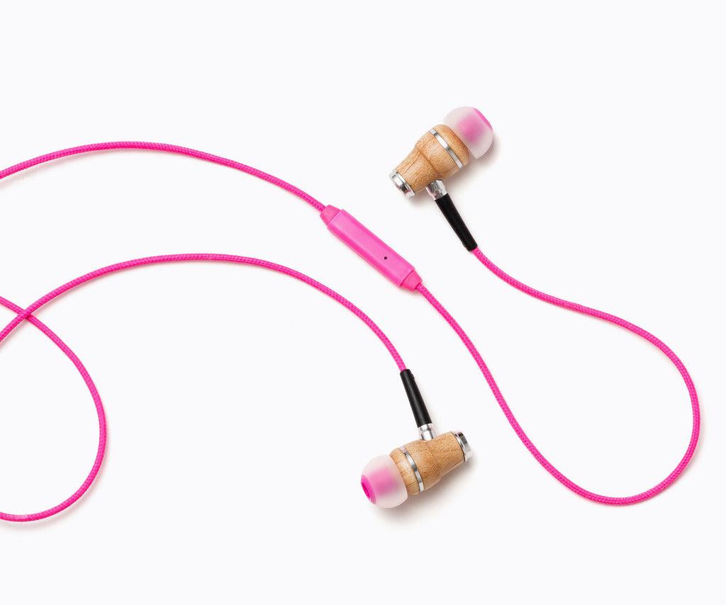 NRG In-Ear Wood Headphones - Pink
