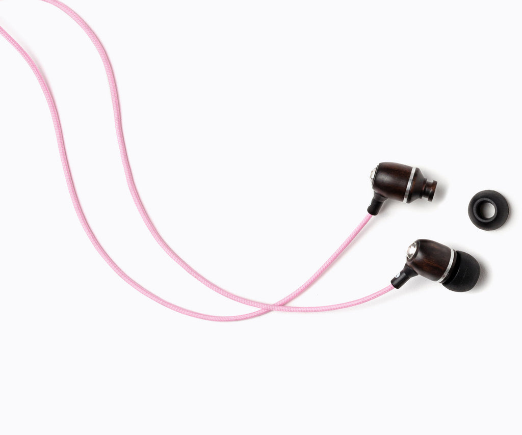 Bling In-Ear Wood Headphones - Pink
