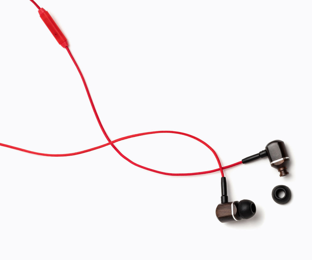 MTRX In-Ear Wood Headphones - Red