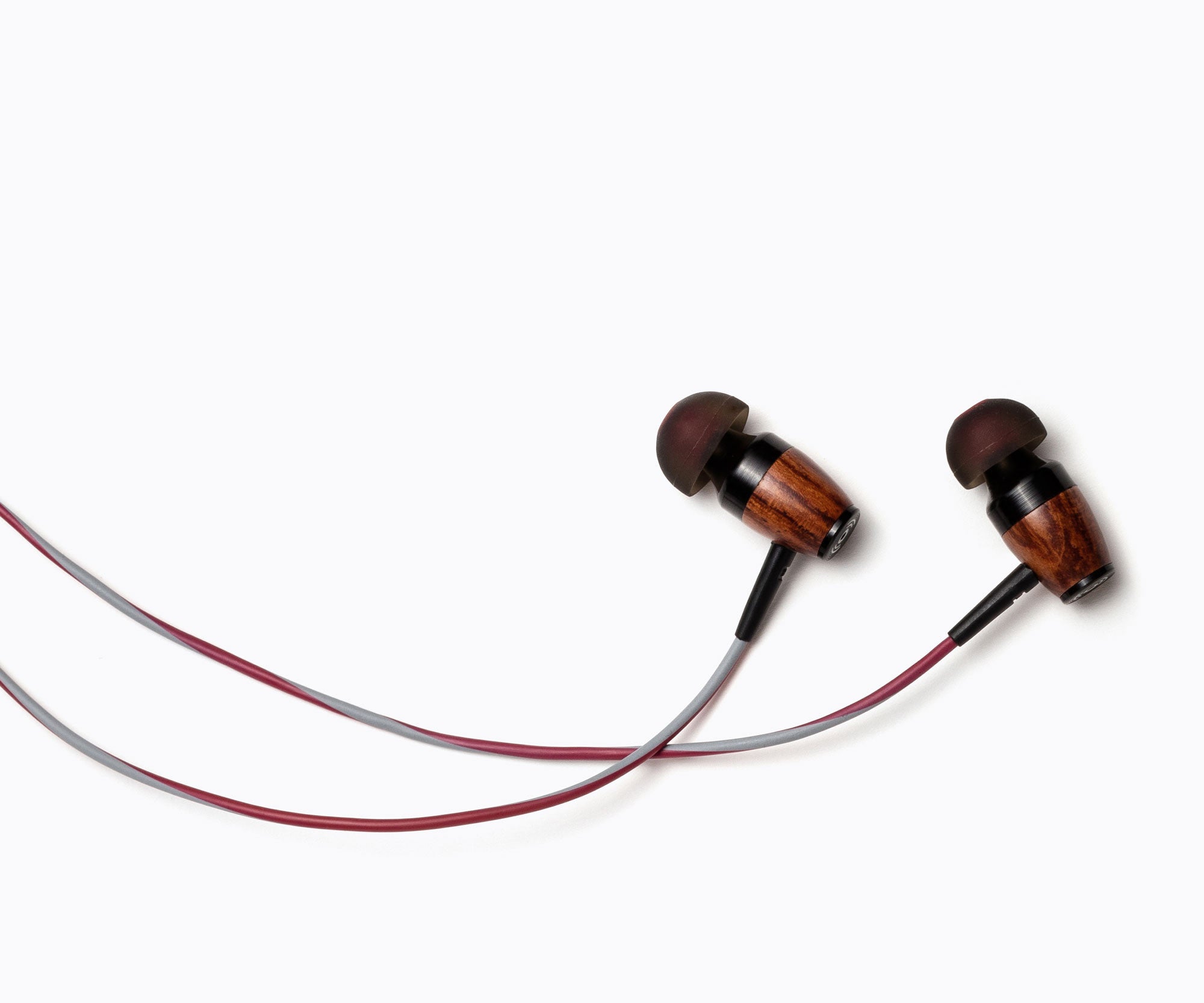 DRM In-Ear Wood Headphones - Gray and Red