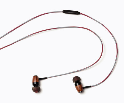 DRM In-Ear Wood Headphones - Gray and Red