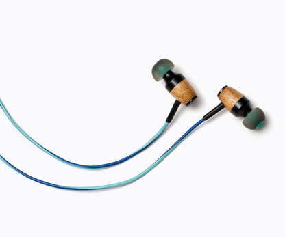 DRM In-Ear Wood Headphones - Teal and Blue