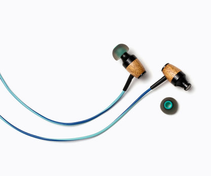 DRM In-Ear Wood Headphones - Teal and Blue