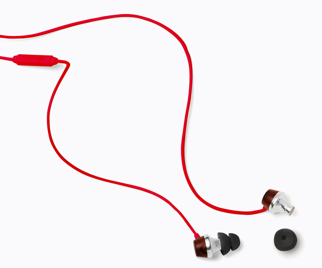 ALN In-Ear Wood Headphones - Red
