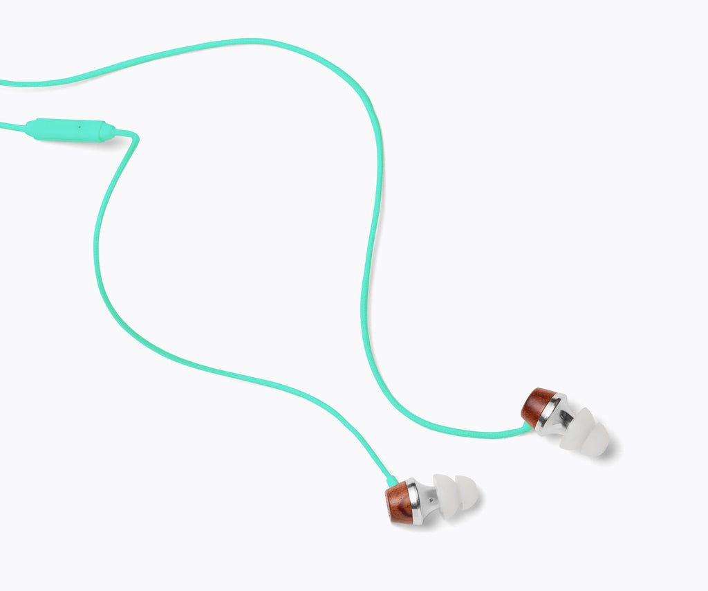 ALN In-Ear Wood Headphones - Turquoise Blue