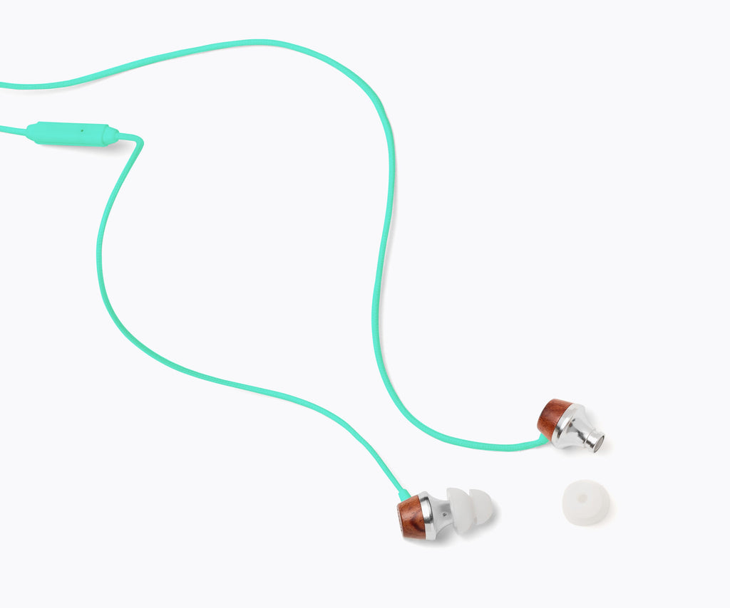 ALN In-Ear Wood Headphones - Turquoise Blue
