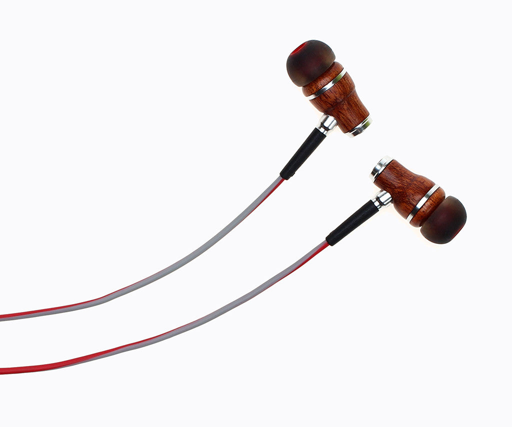 NRG 3.0 In-Ear Wood Headphones - Red and Gray