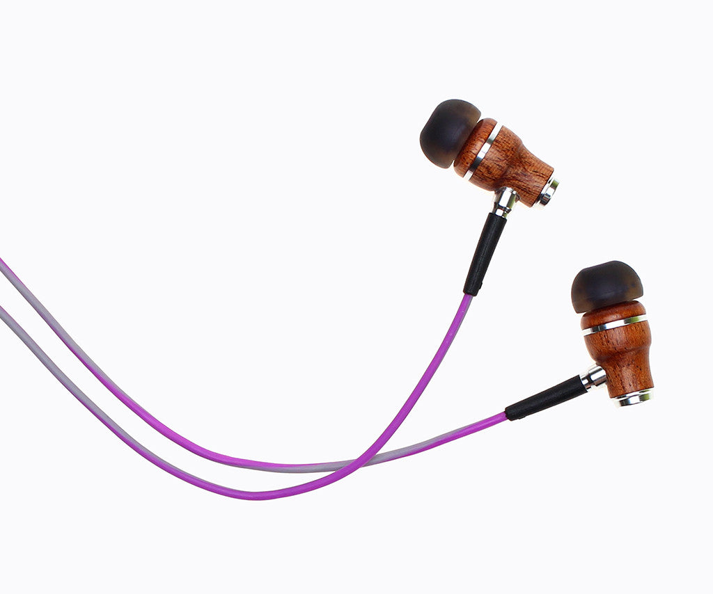 NRG 3.0 In-Ear Wood Headphones - Purple and Gray
