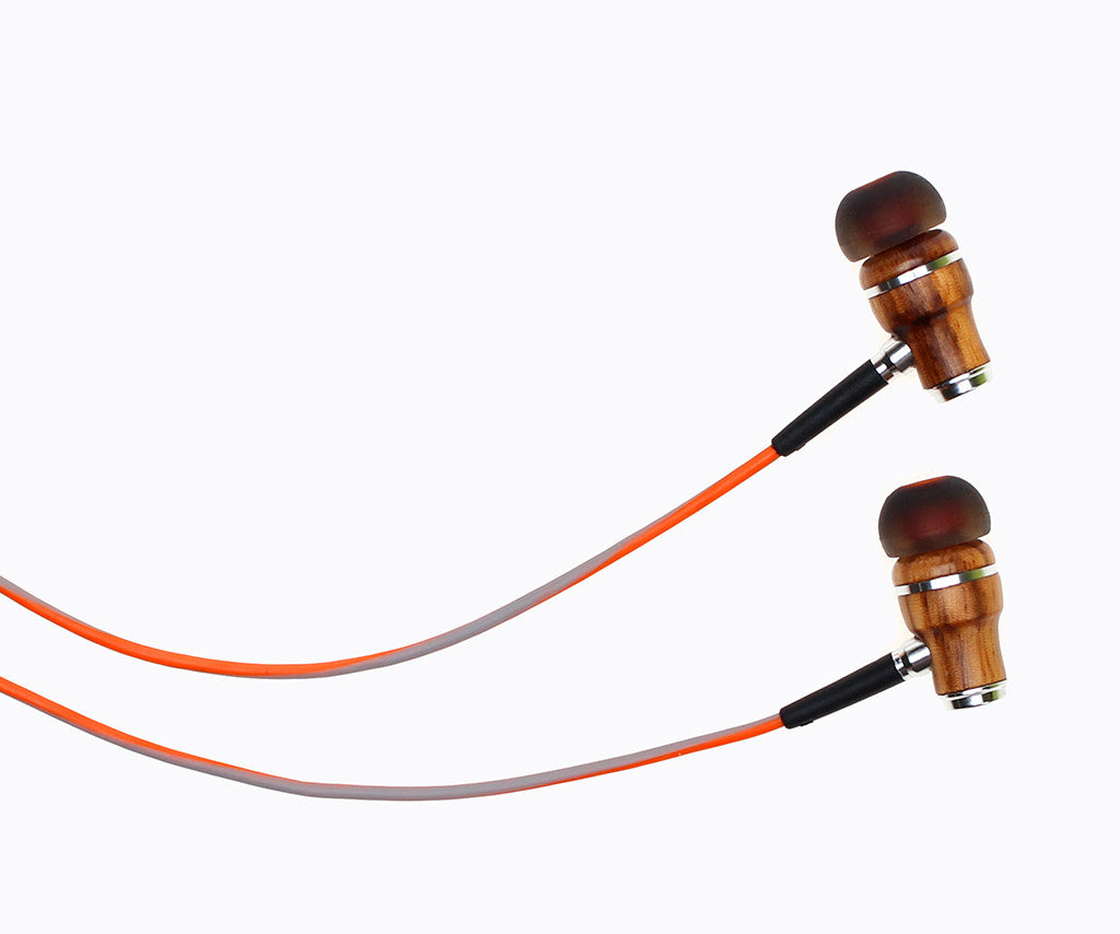 NRG 3.0 In-Ear Wood Headphones - Orange and Gray