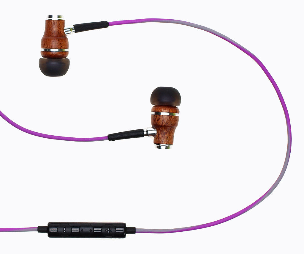 NRG 3.0 In-Ear Wood Headphones - Purple and Gray