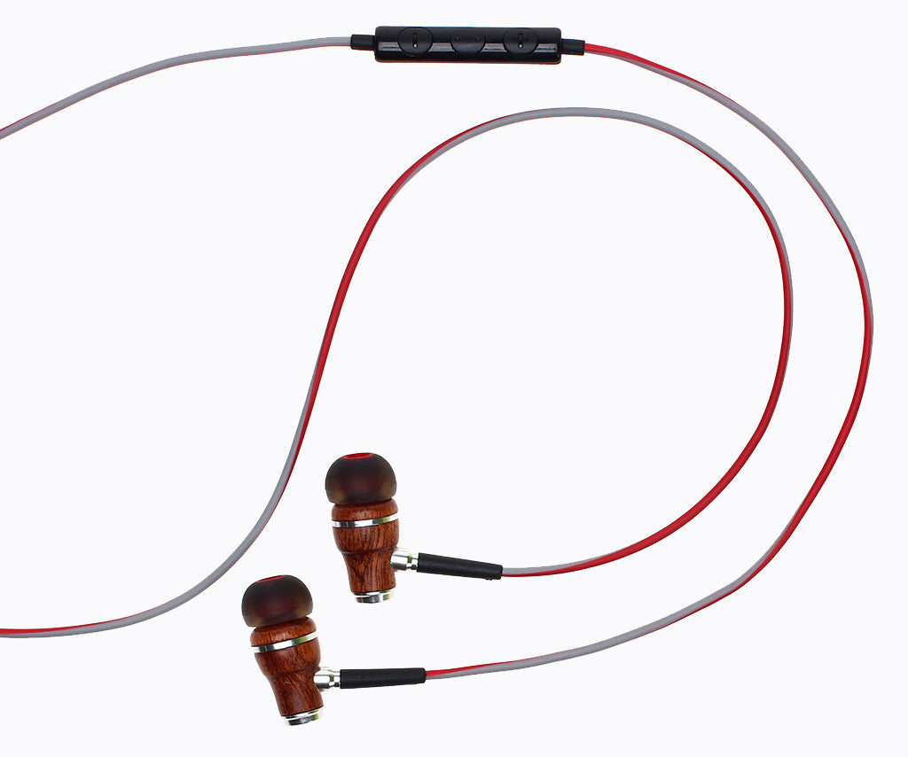 NRG 3.0 In-Ear Wood Headphones - Red and Gray