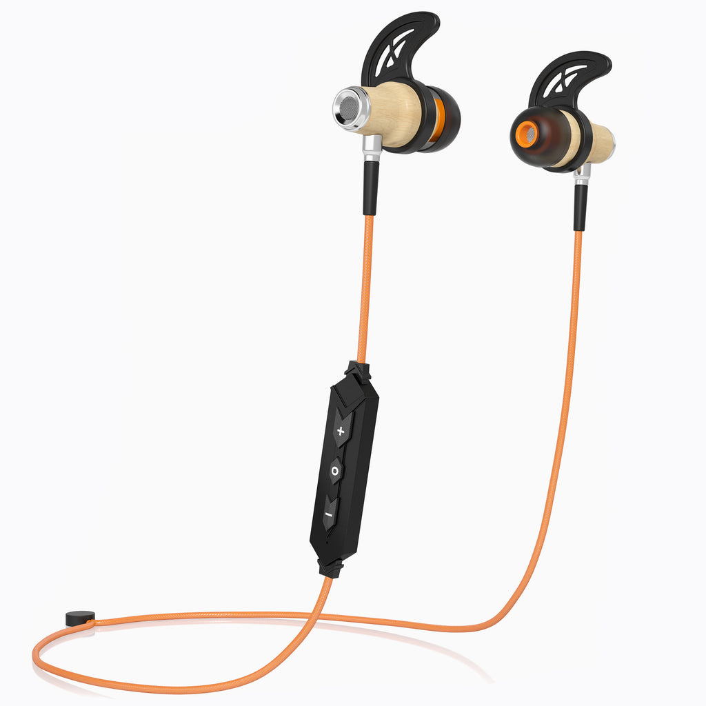 NRG 2.0 Bluetooth Wireless In-ear Wood Headphones - Orange