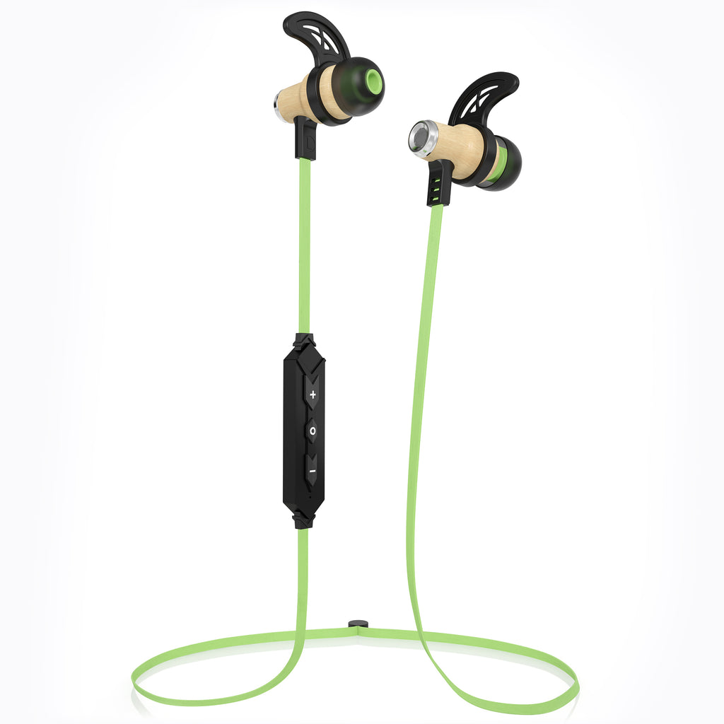 NRG Bluetooth Wireless In-ear Wood Headphones - Green