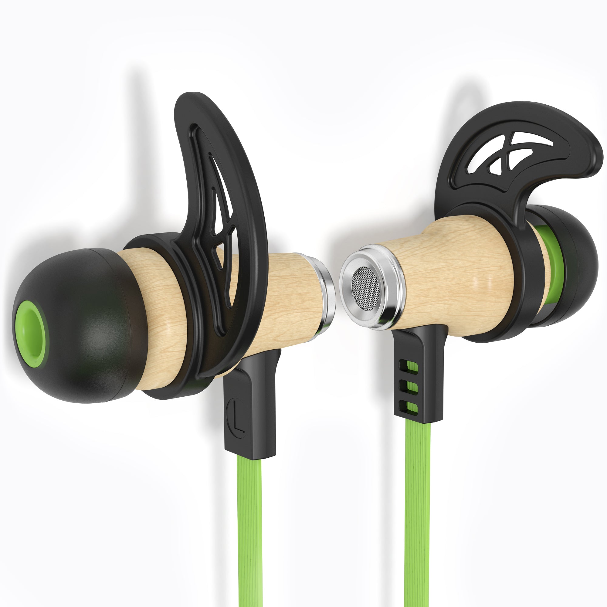 NRG Bluetooth Wireless In-ear Wood Headphones - Green