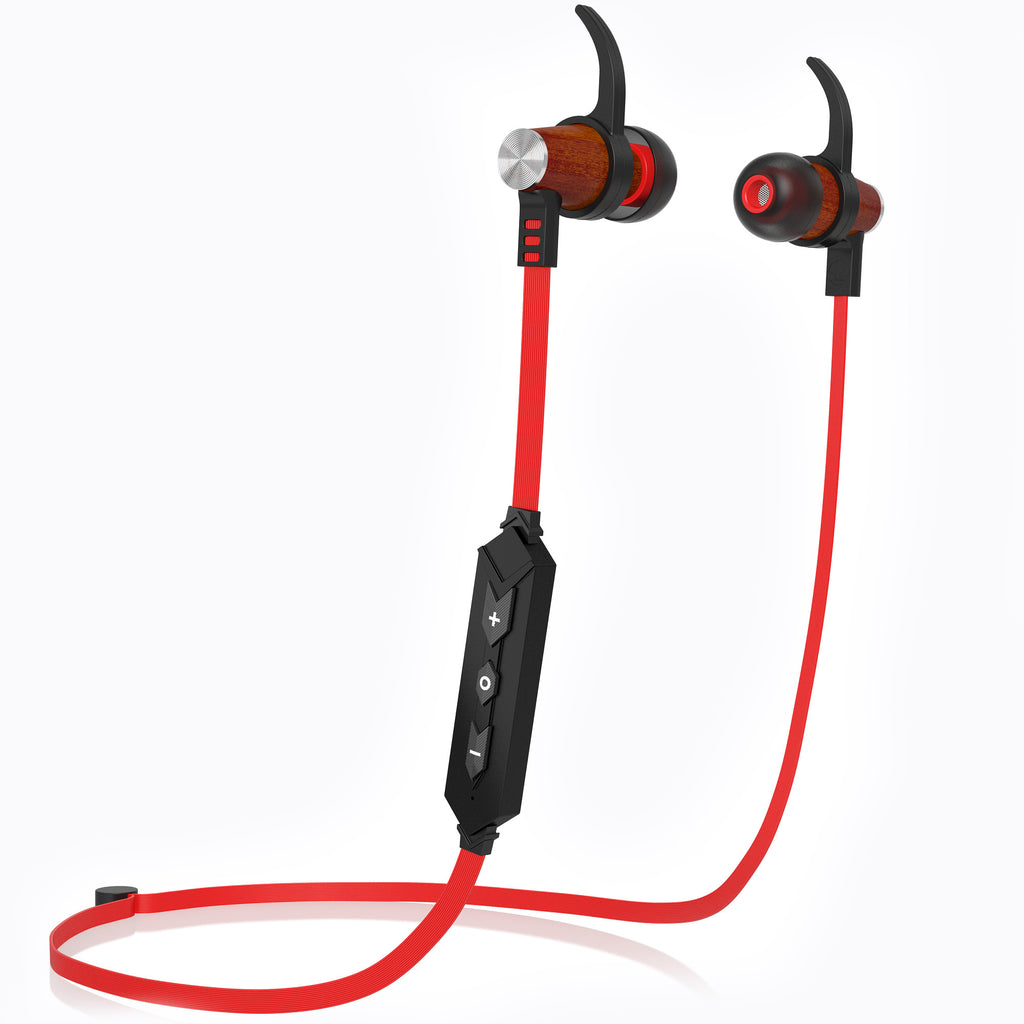 XTC Bluetooth Wireless In-ear Wood Headphones - Red