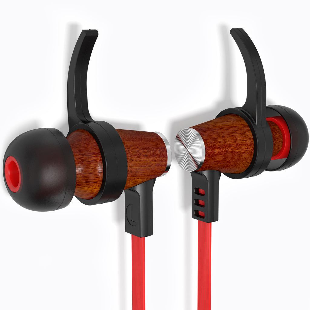 XTC Bluetooth Wireless In-ear Wood Headphones - Red